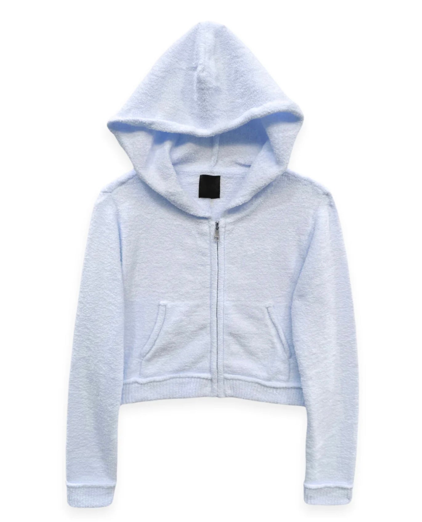 Katie J NYC Juniors Parker Comfy Zip Hoodie Top - Baby Pink, Baby Blue & Winter White