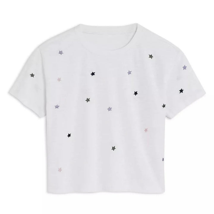 Katie J NYC  Tween Fearless Embroidered Tee - White w/Pastel Stars