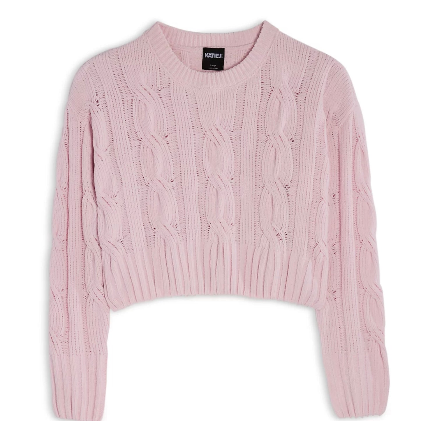 Katie J NYC  Girls Tween Elena Cable Sweater - Pink Marshmallow