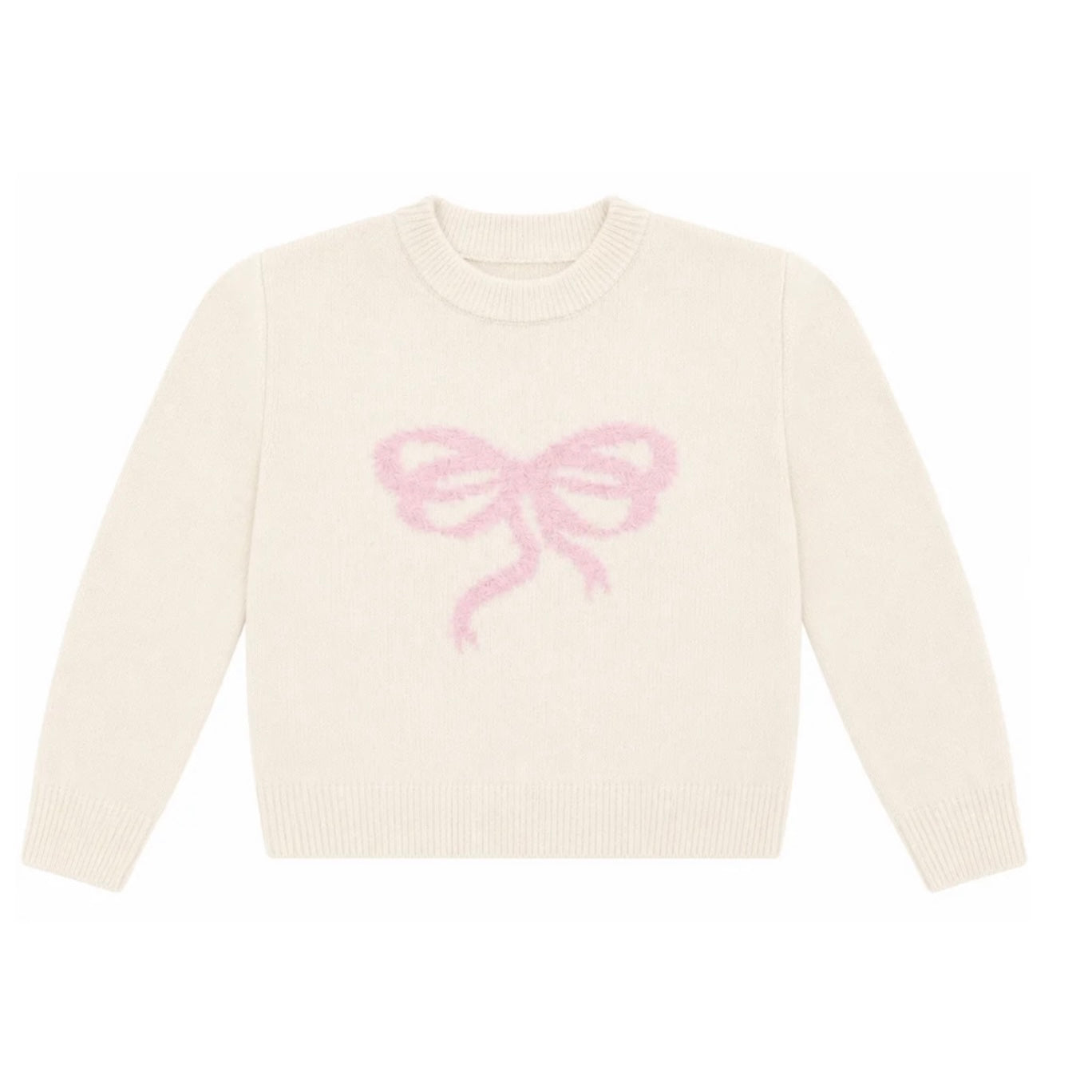 Katie J NYC Girls Tween Maggie Bow Sweater - Cream/Pink