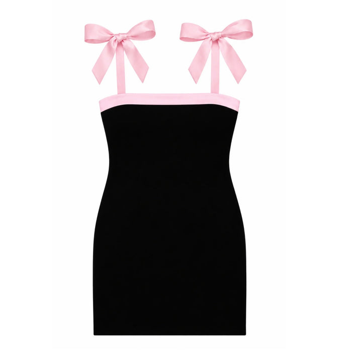 Katie J NYC TWEEN EDELINE CONTRAST TIE SHOULDER DRESS - Black/ Baby Pink
