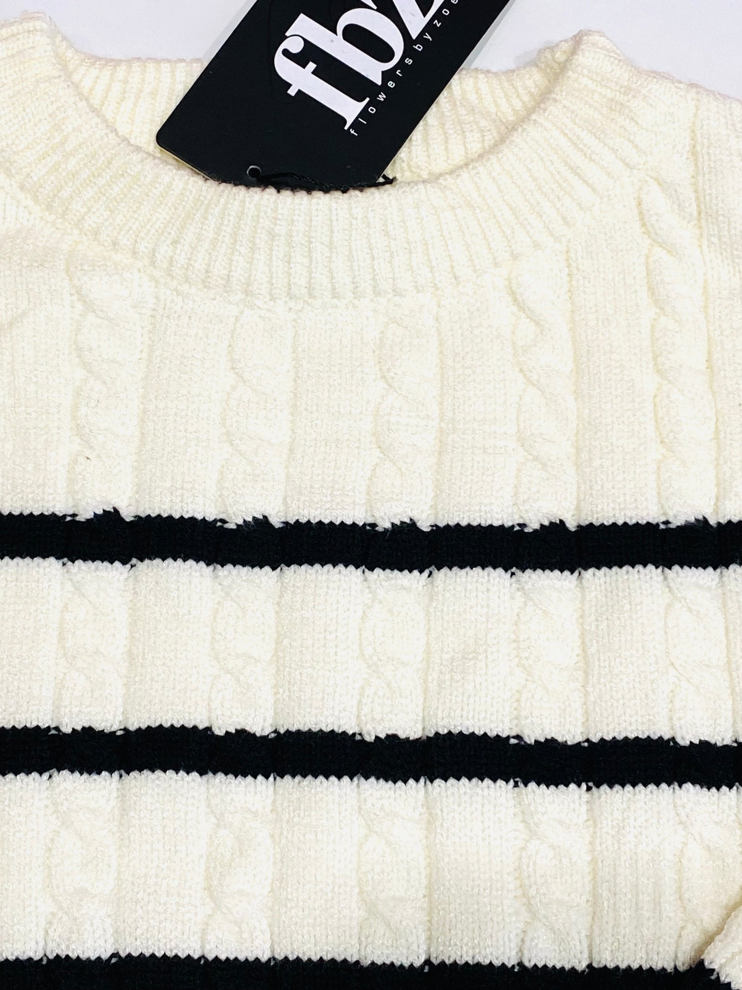 FBZ Flowers By Zoe Cream Stripe Sweater - Cream/Black