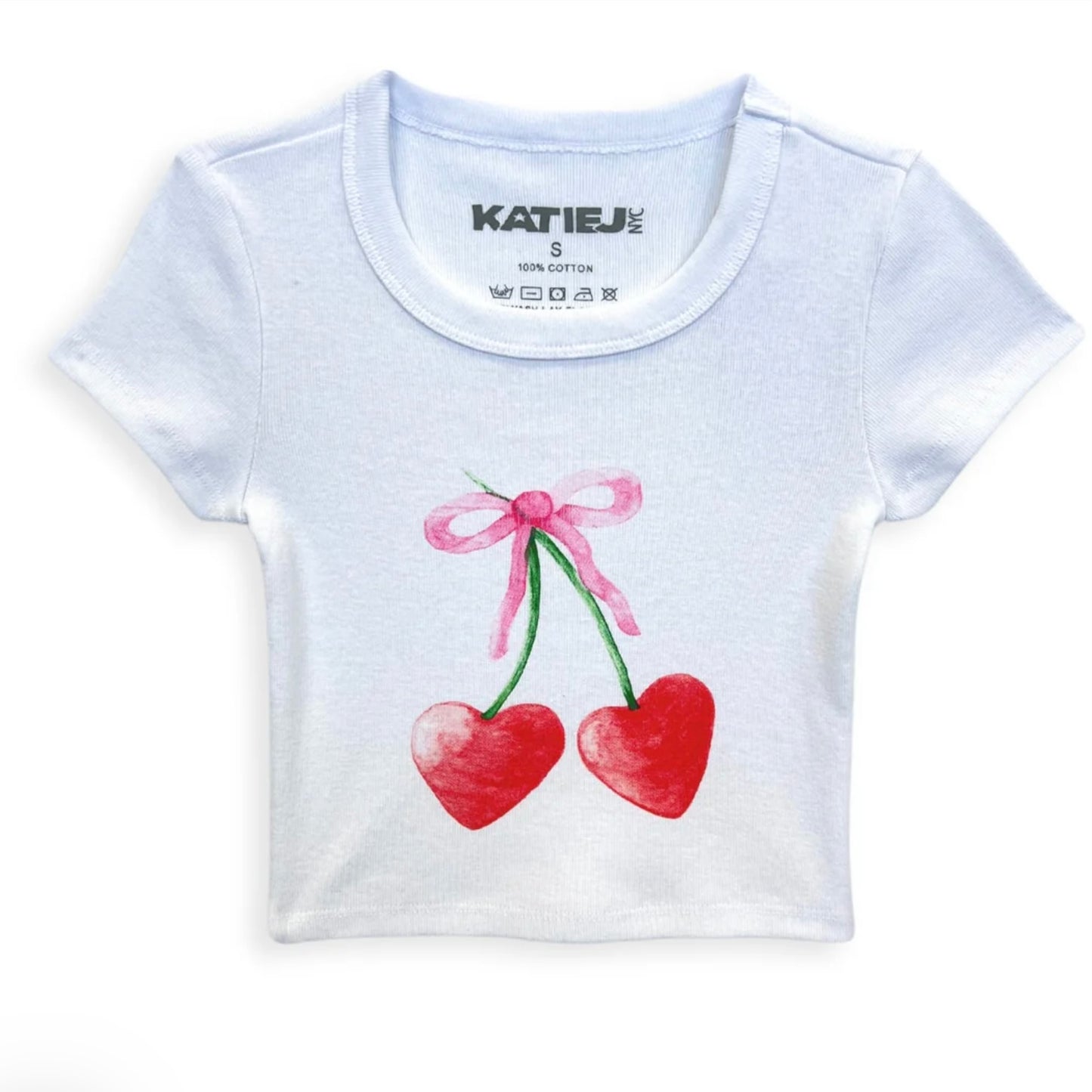 Katie J NYC  Girls Tween Cherry Bow “BABY” Tee