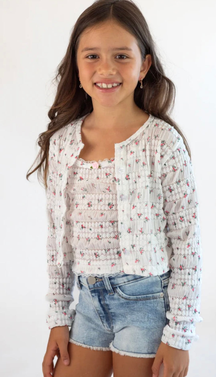 FBZ Flowers by Zoe Girls Cherry Bow Denim Shorts