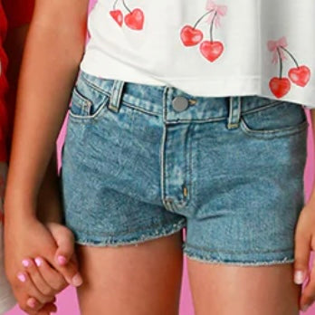 FBZ Flowers by Zoe Girls Cherry Bow Denim Shorts