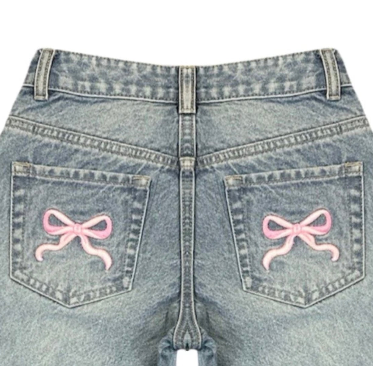 Katie J NYC Girls Tween Chicago Bow Embroidered Low Rise Jean