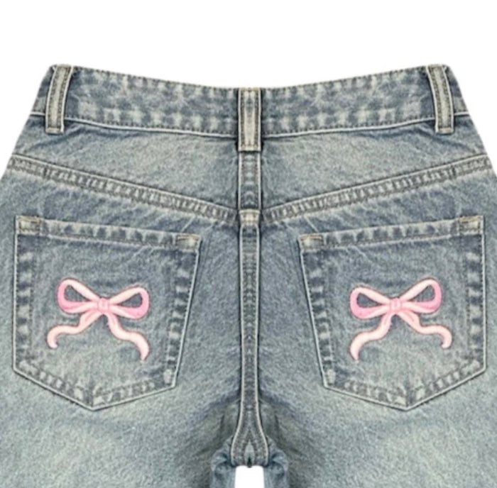 Katie J NYC Girls Tween Chicago Bow Embroidered Low Rise Jean