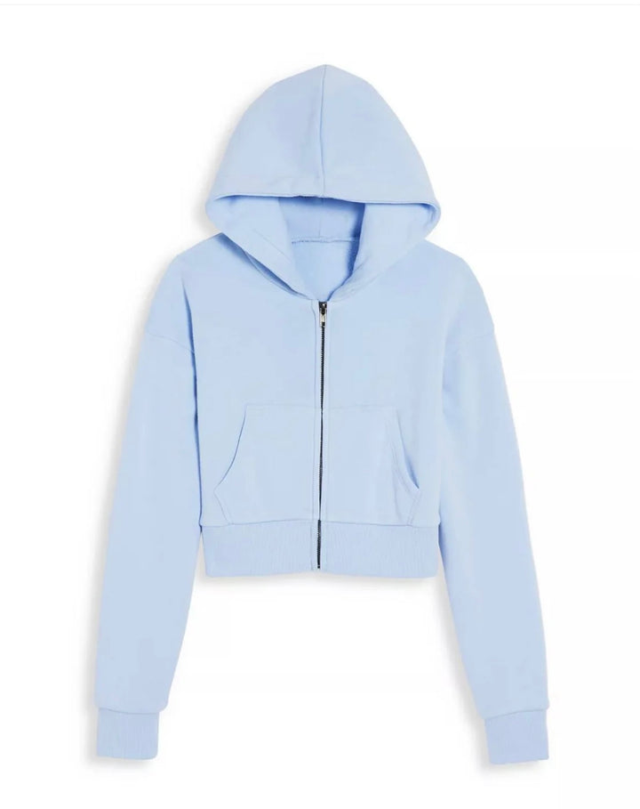 Katie J NYC  Tween Dylan Cropped Zip Hoodie - Baby Blue