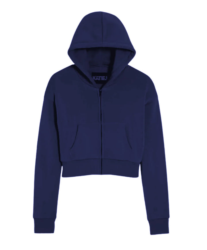 Katie J NYC  Tween Dylan Cropped Zip Hoodie - Evening Blue