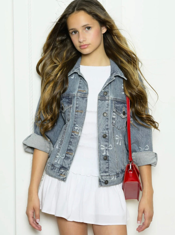 Katie J NYC  Tween Montauk Denim Jacket - Bow Print