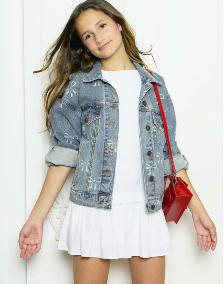 Katie J NYC  Tween Montauk Denim Jacket - Bow Print