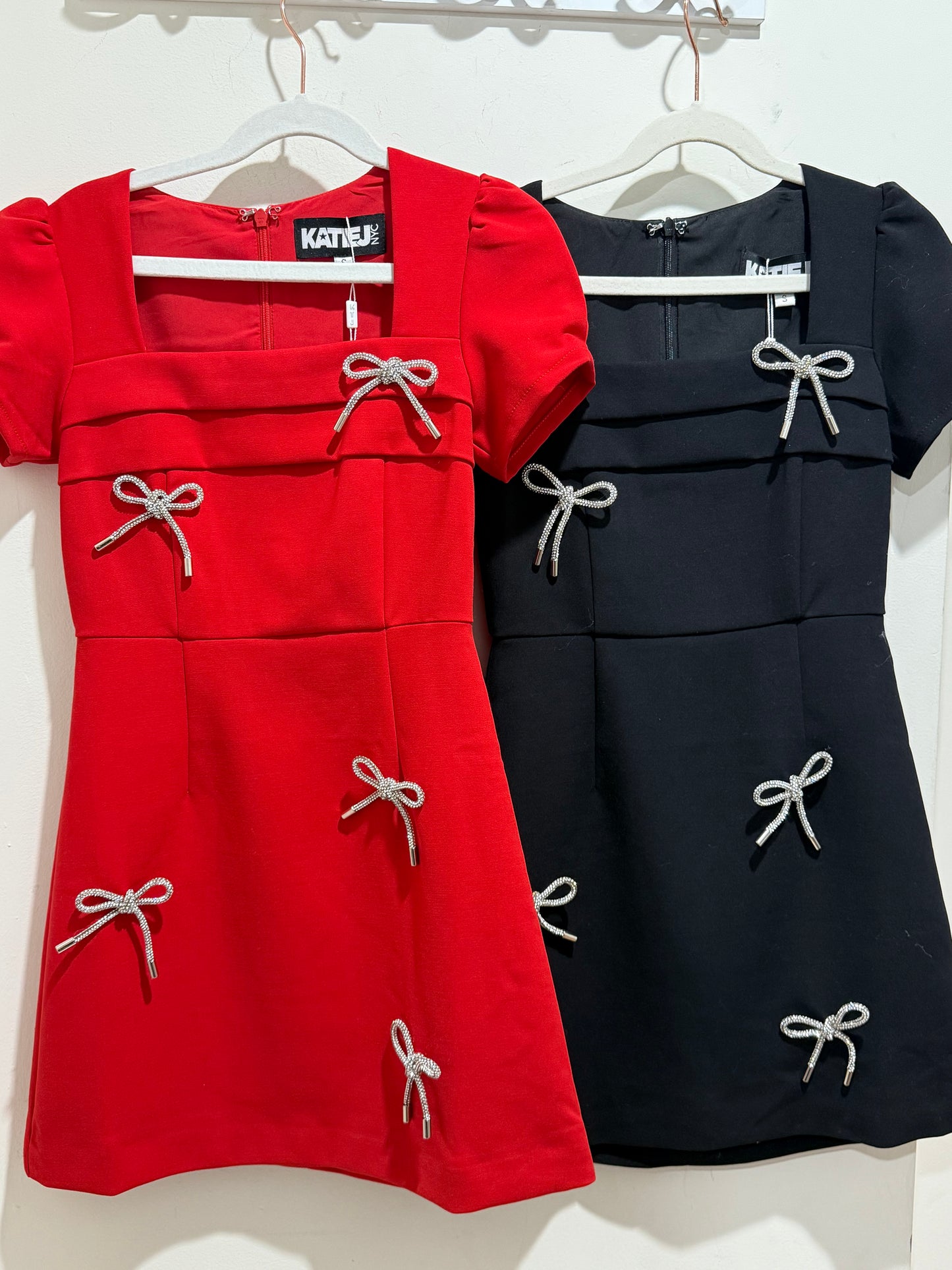 Katie J NYC TWEEN KORA BOW EMBELLISHED COUTURE DRESS - Black & Red