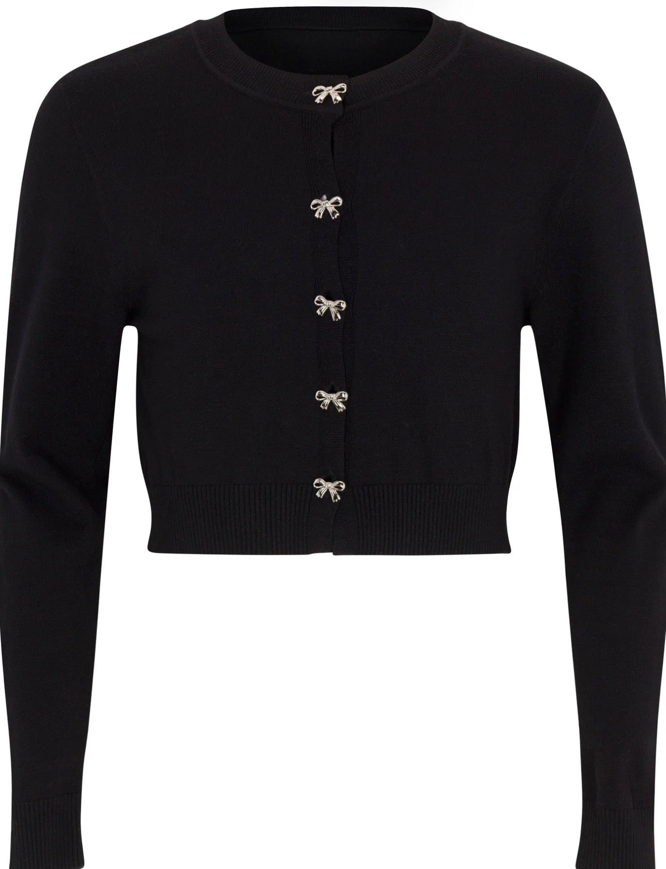 Gold Rush NYC Sylvie Bow Button Sweater - Black