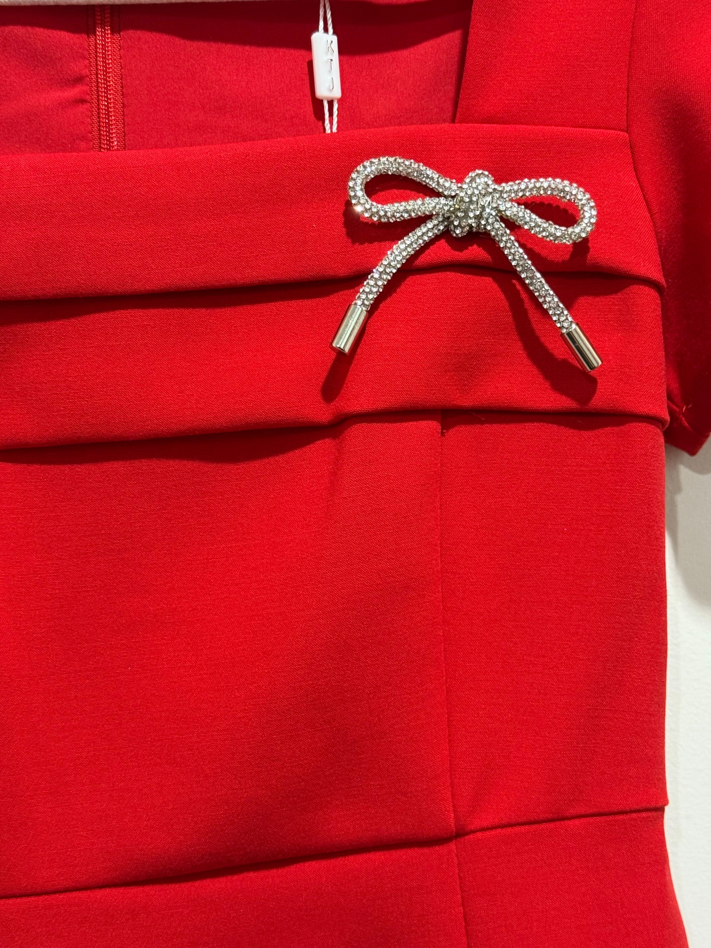 Katie J NYC TWEEN KORA BOW EMBELLISHED COUTURE DRESS - Black & Red