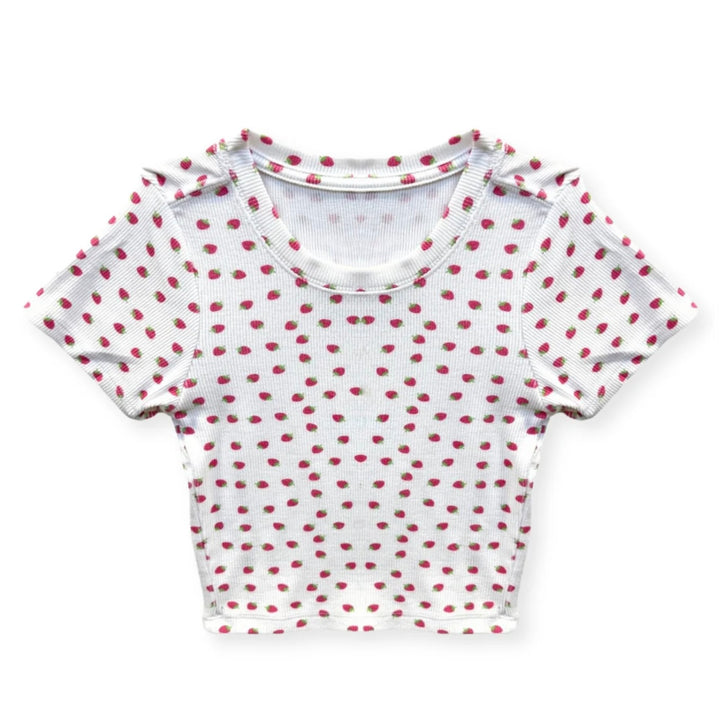 Katie J NYC  Girls Tween Livi Short Sleeve Tee - Strawberry Print
