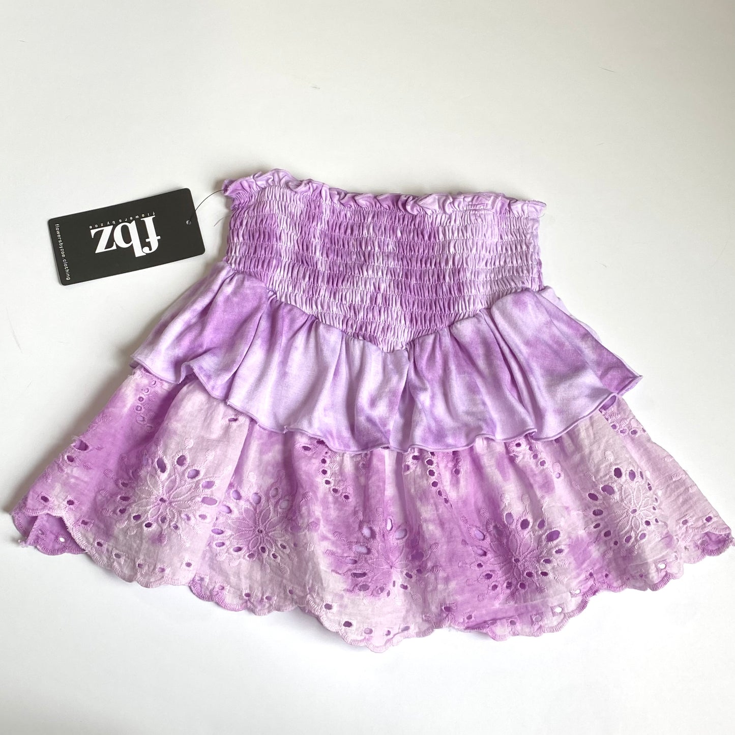 FBZ Flowers by Zoe Girls 4-6X Purple Tie Dye Scalloped Eyelet Skirt Set