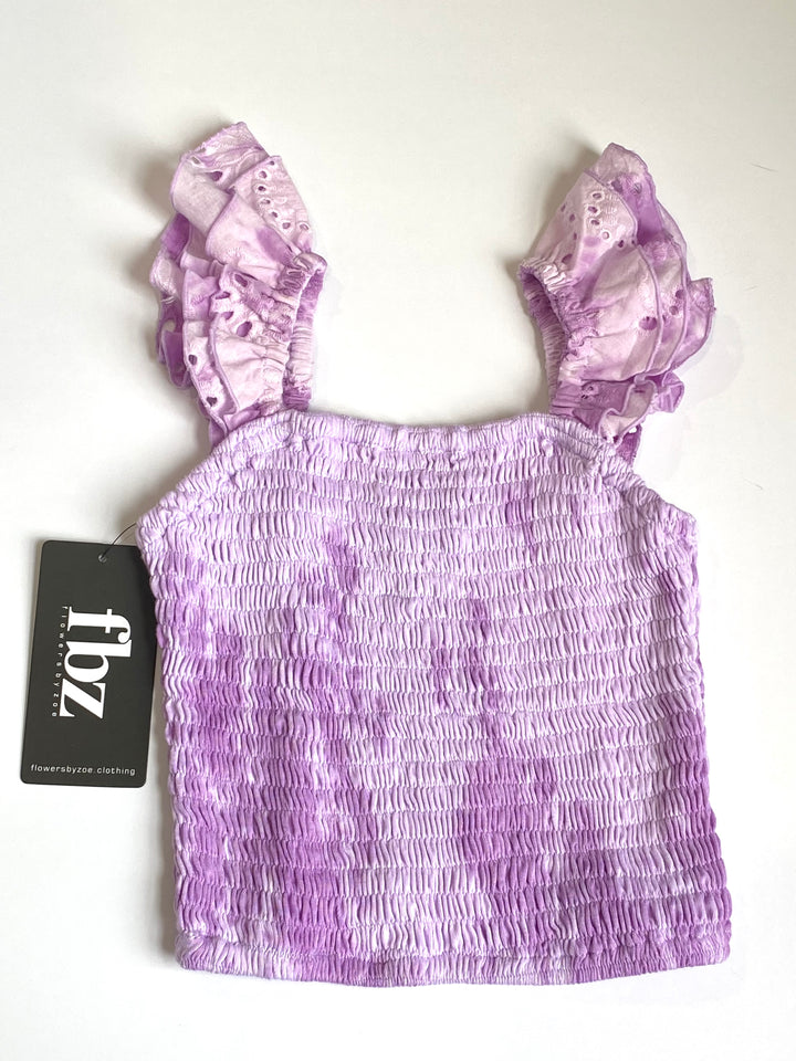 FBZ Flowers by Zoe Girls 4-6X Purple Tie Dye Scalloped Eyelet Skirt Set
