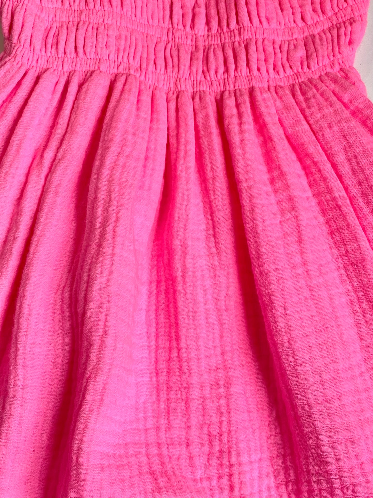 FBZ Flowers by Zoe Girls 4-6X Neon Pink Ruffle Sleeve Gauze Dress