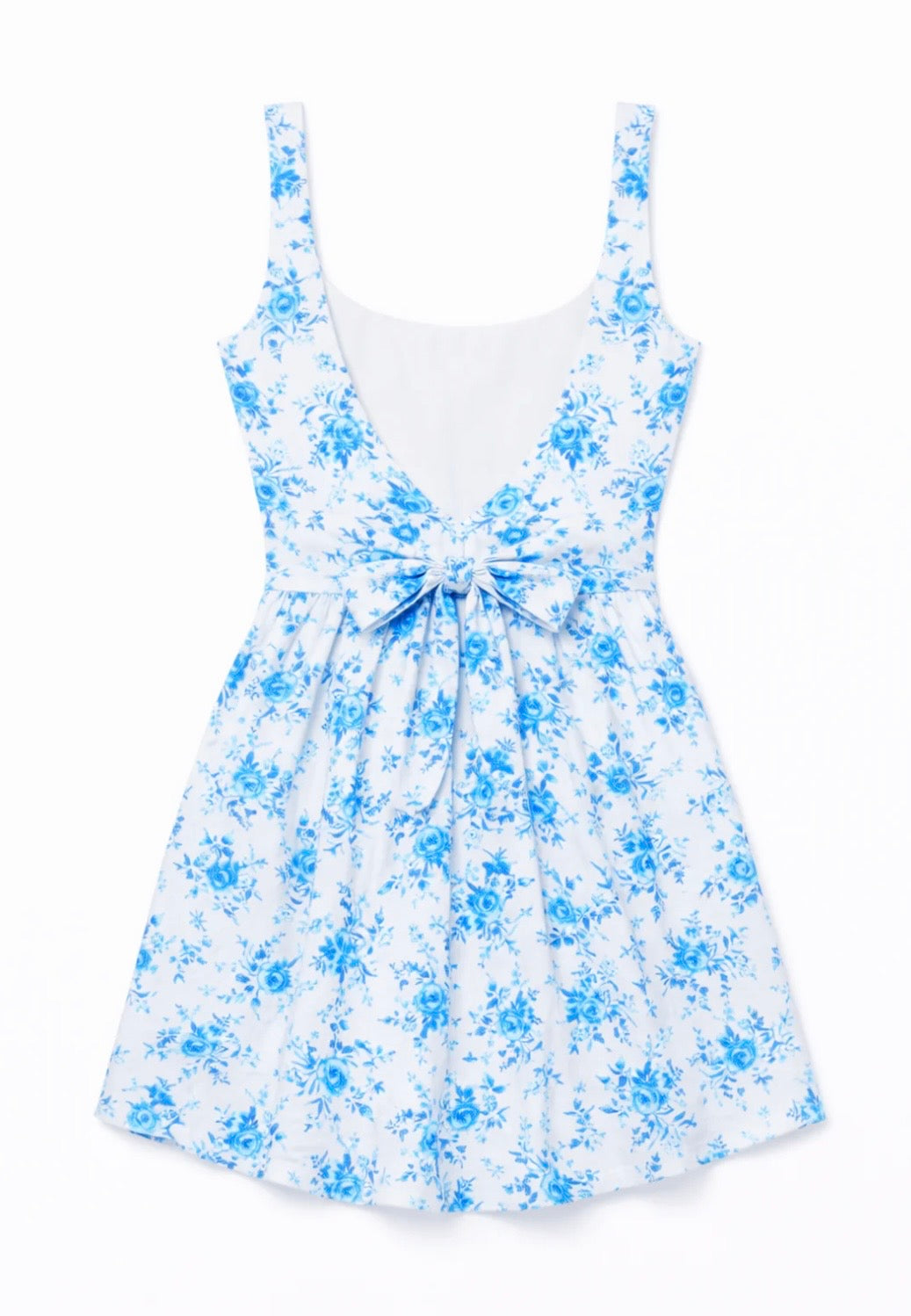 Katie J NYC Tween Brenna Dress - Printed Linen Blue Rose Bouquet