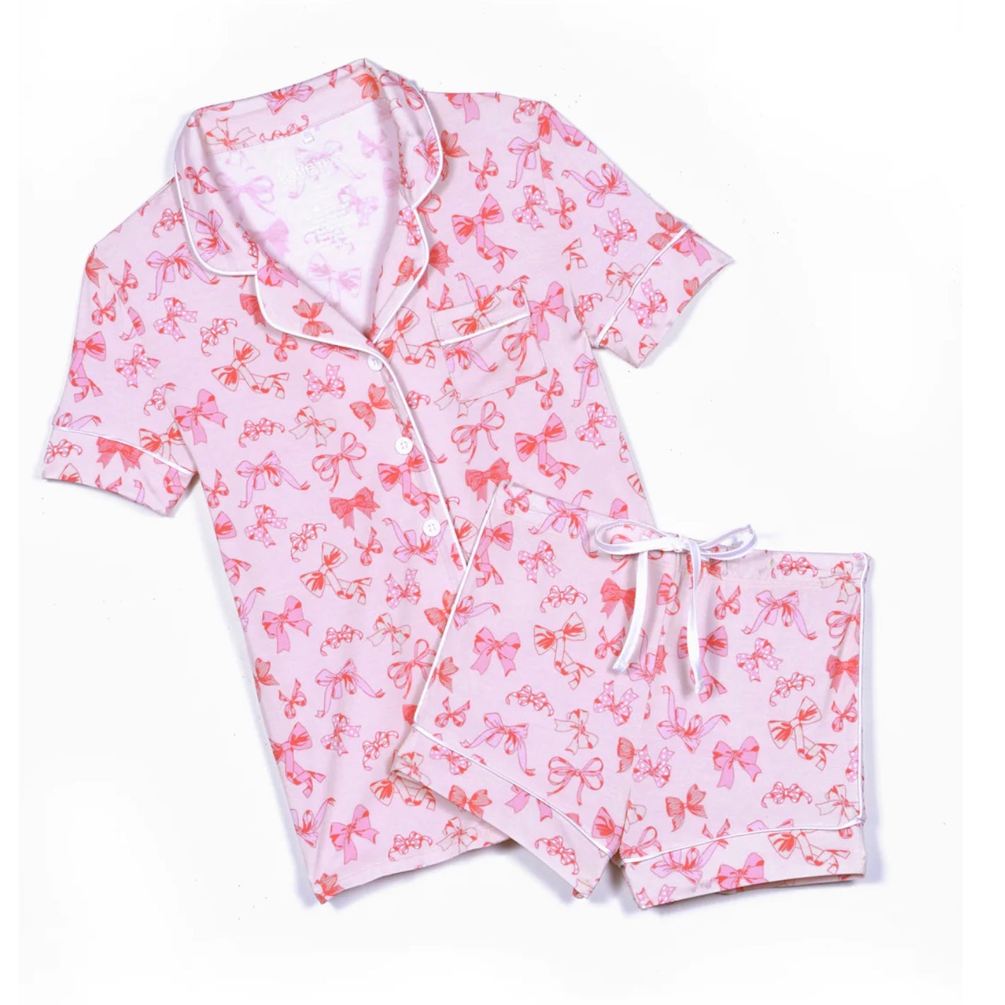 Katie J NYC  Tween Lynn Shorts Lounge Set - Pink Bows