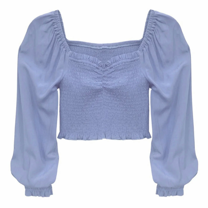 Katie J NYC Tween Girls Chloe Long Sleeve Smocked Top - Vintage Blue