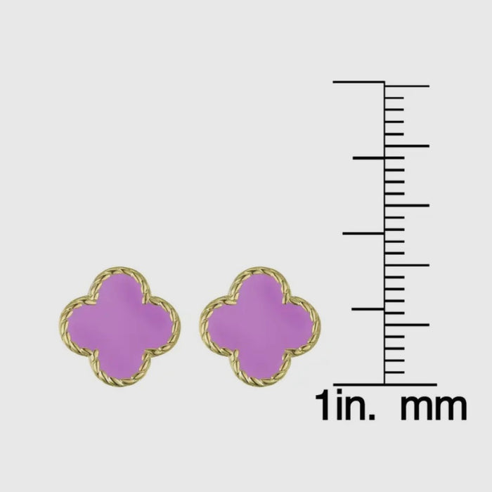 Clover Stud Earrings - Purple