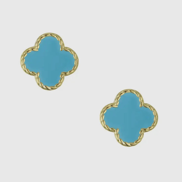 Clover Stud Earrings - Turq