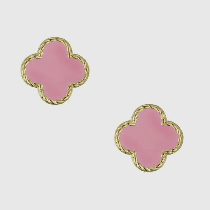 Clover Stud Earrings - Pink