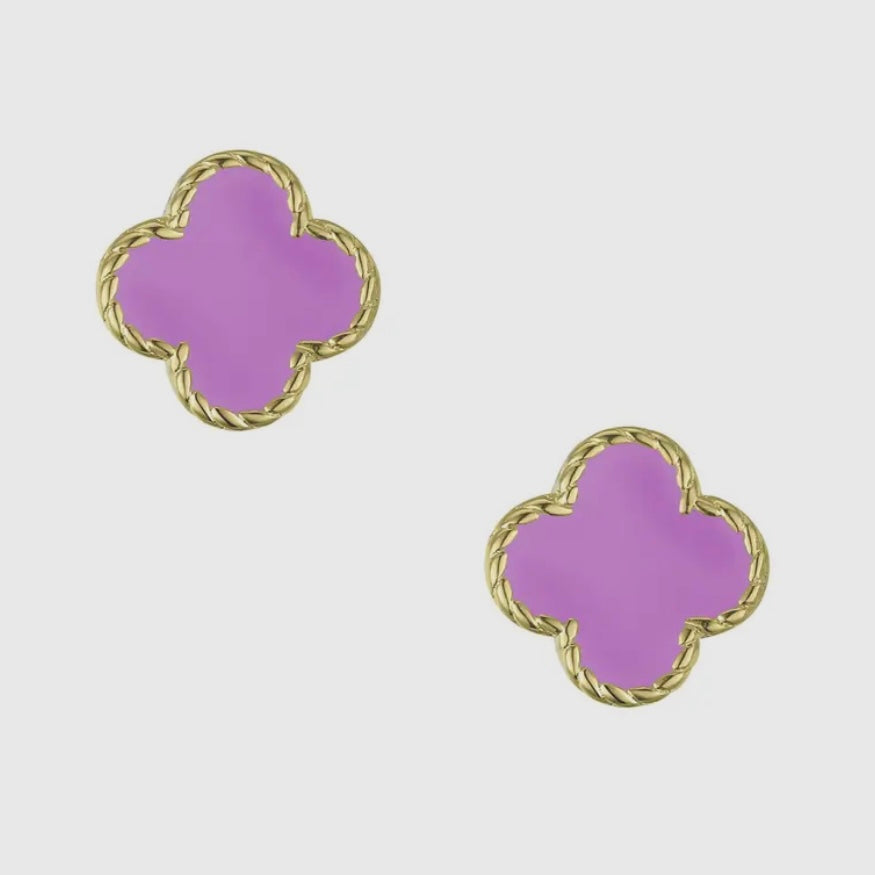 Clover Stud Earrings - Purple