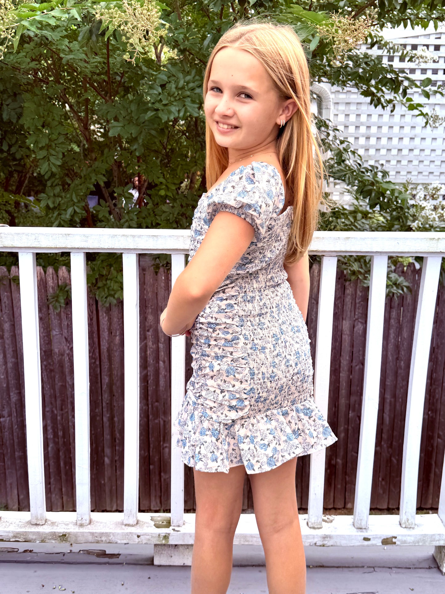 Katie J NYC  Girls Tween Ariel Dress - Blue Bunches