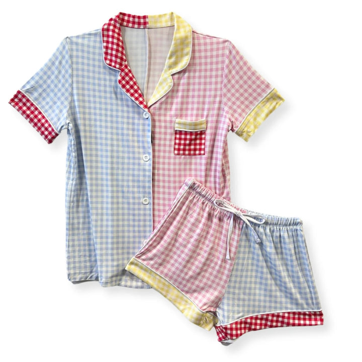 Katie J NYC Junior Lynn Shorts Lounge Set - Multi Gingham