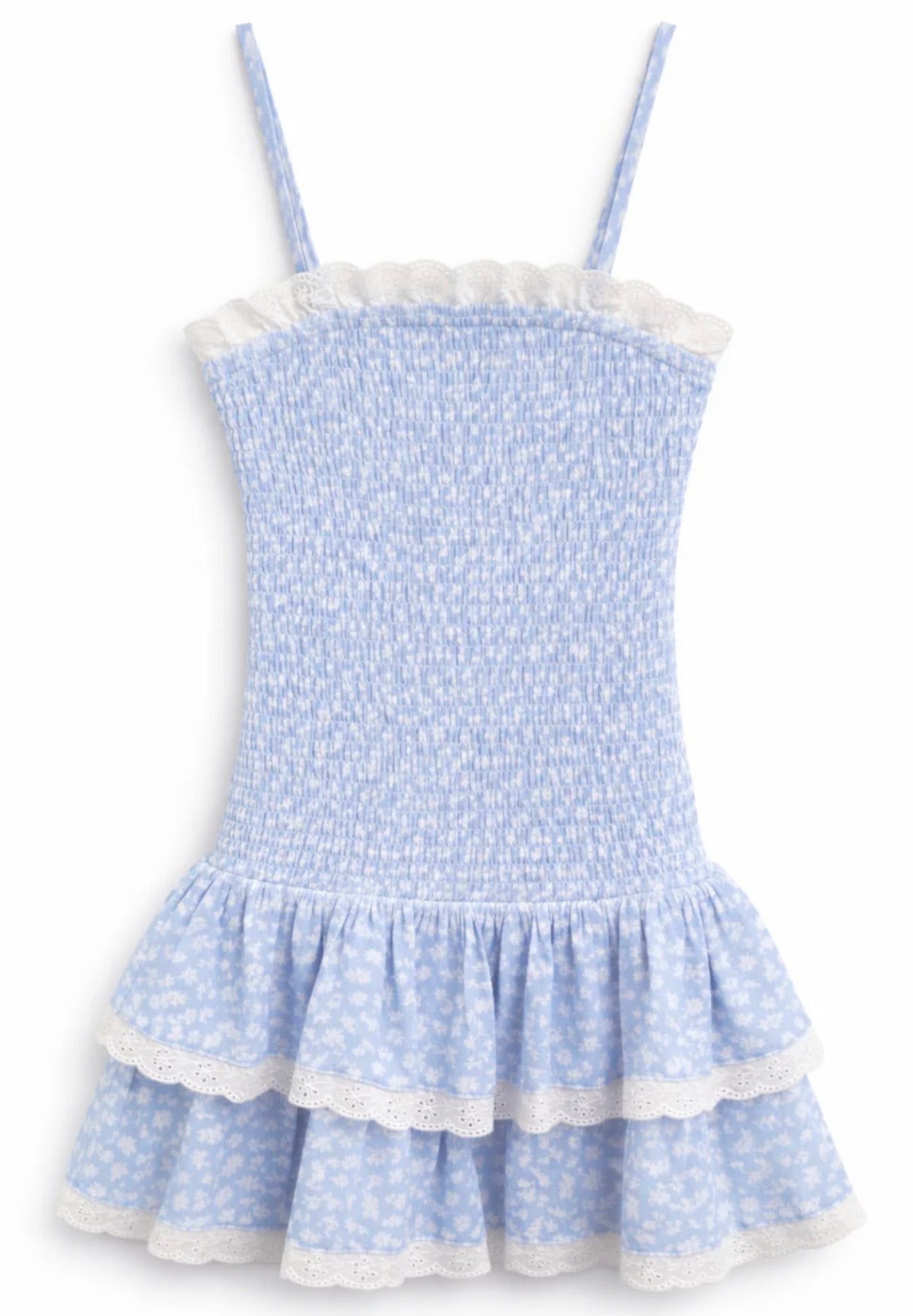 Katie J NYC  Girls Tween Melina Drop Waist Ruffle Dress - Blue Ditsy Floral
