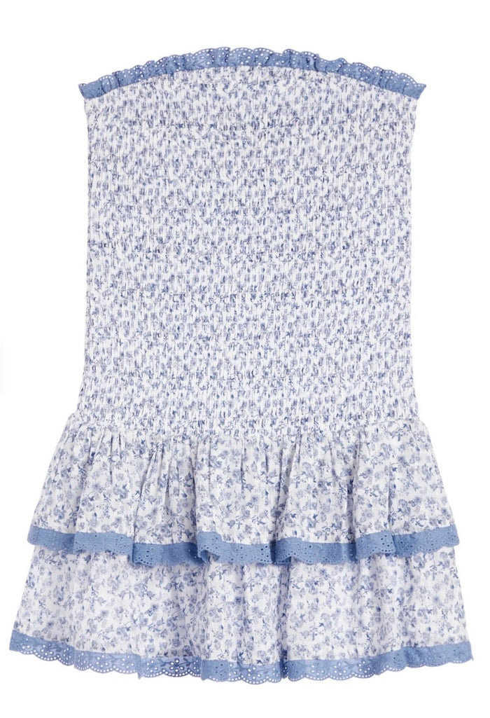Katie J NYC  Girls Tween Melina Drop Waist Ruffle Dress - Blue Mini Floral Toile