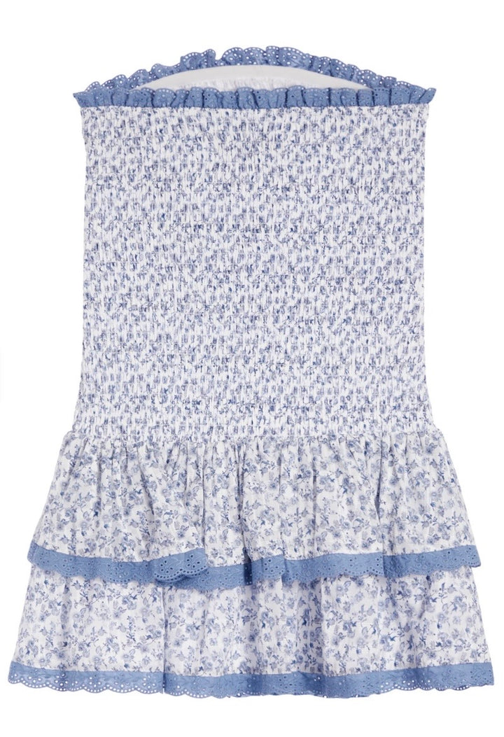 Katie J NYC  Girls Tween Melina Drop Waist Ruffle Dress - Blue Mini Floral Toile