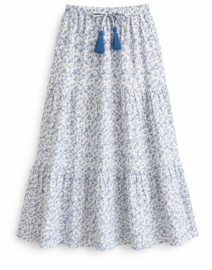 Katie J NYC  Girls Tween Esme Printed Tiered Maxi Skirt - Blue Mini Toile