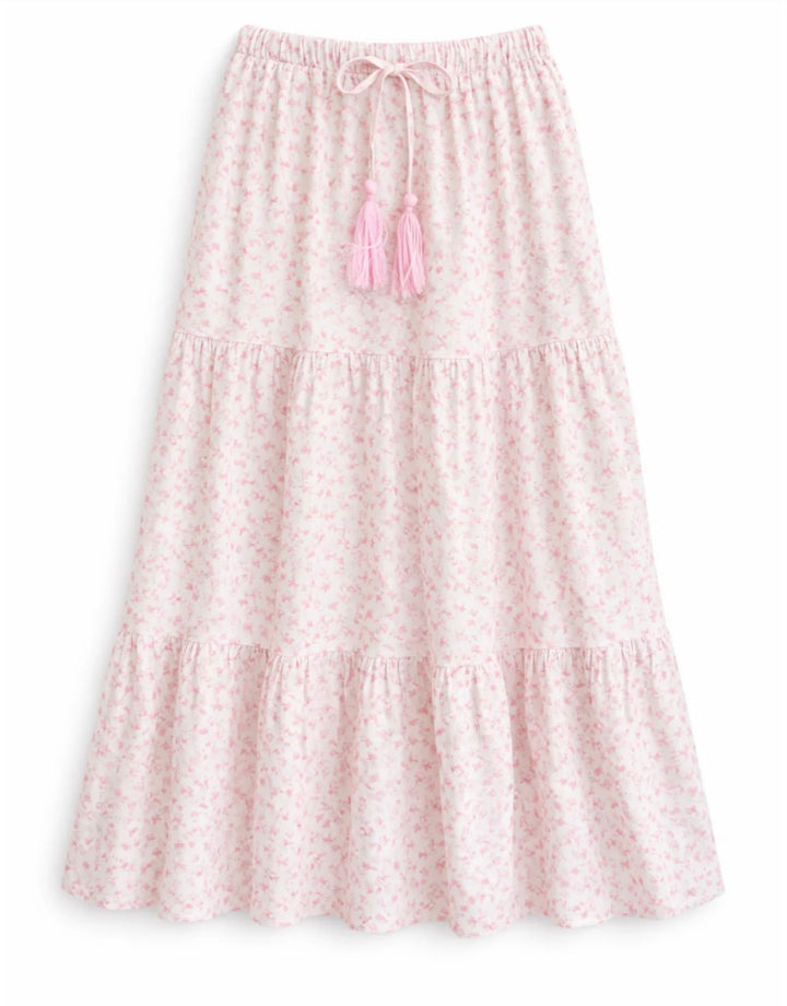 Katie J NYC  Girls Tween Esme Printed Tiered Maxi Skirt - Pink Mini Toile