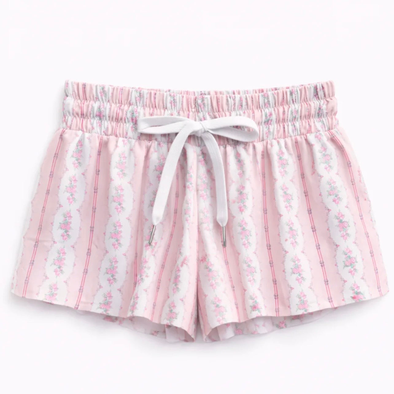 Katie J NYC  Tween Farrah Shorts - Baby Pink Cottage Rose Stripe