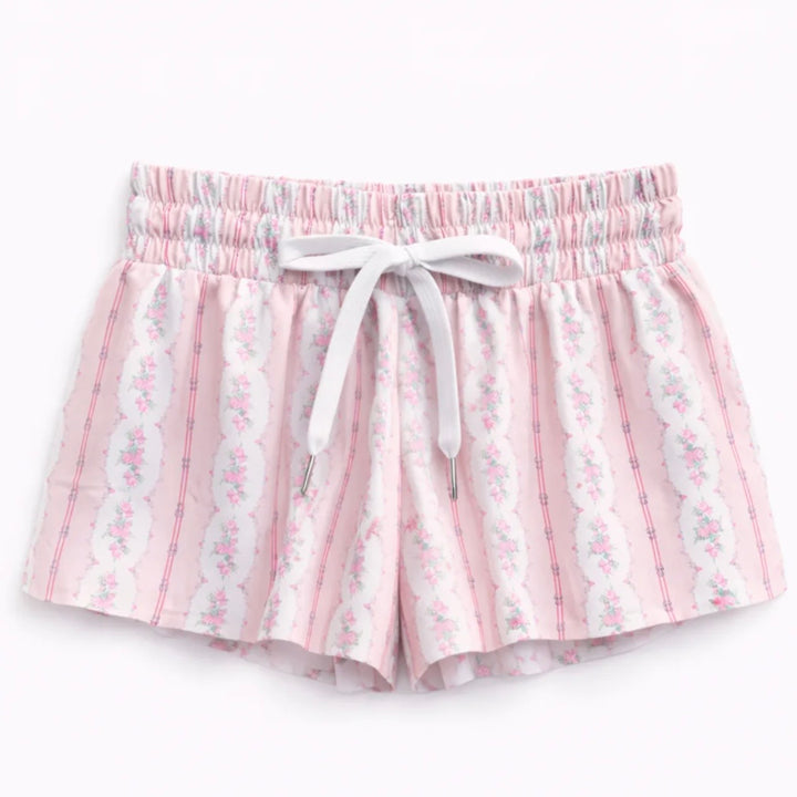 Katie J NYC  Tween Farrah Shorts - Baby Pink Cottage Rose Stripe