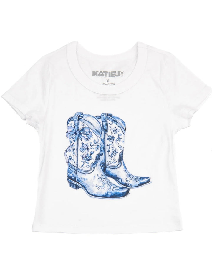 Katie J NYC  Girls Tween Blue Boots “BABY” Tee