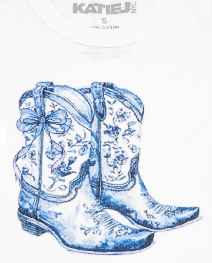 Katie J NYC  Girls Tween Blue Boots “BABY” Tee