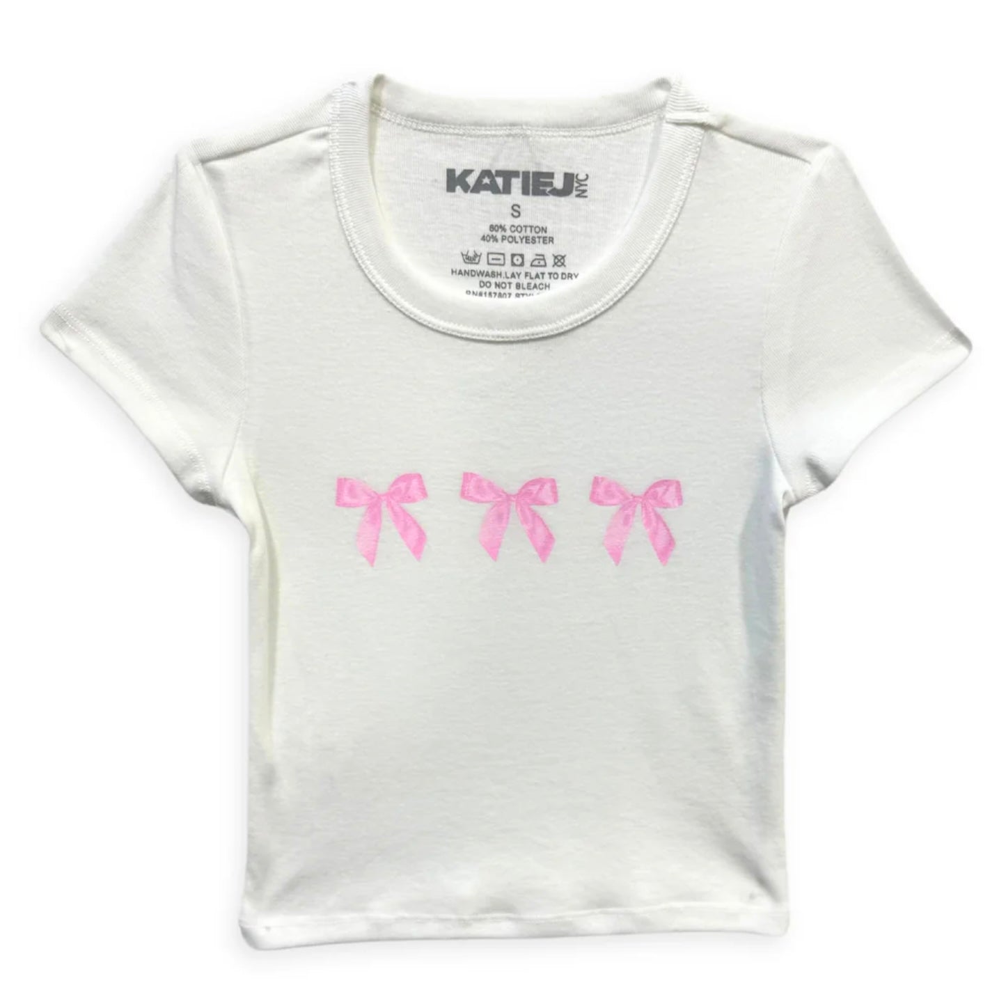 Katie J NYC  Girls Tween Coquette 3 Bows Graphic Tee