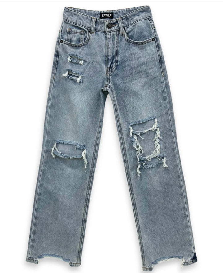 Katie J NYC Girls Tween Stockholm Distressed Denim Jeans