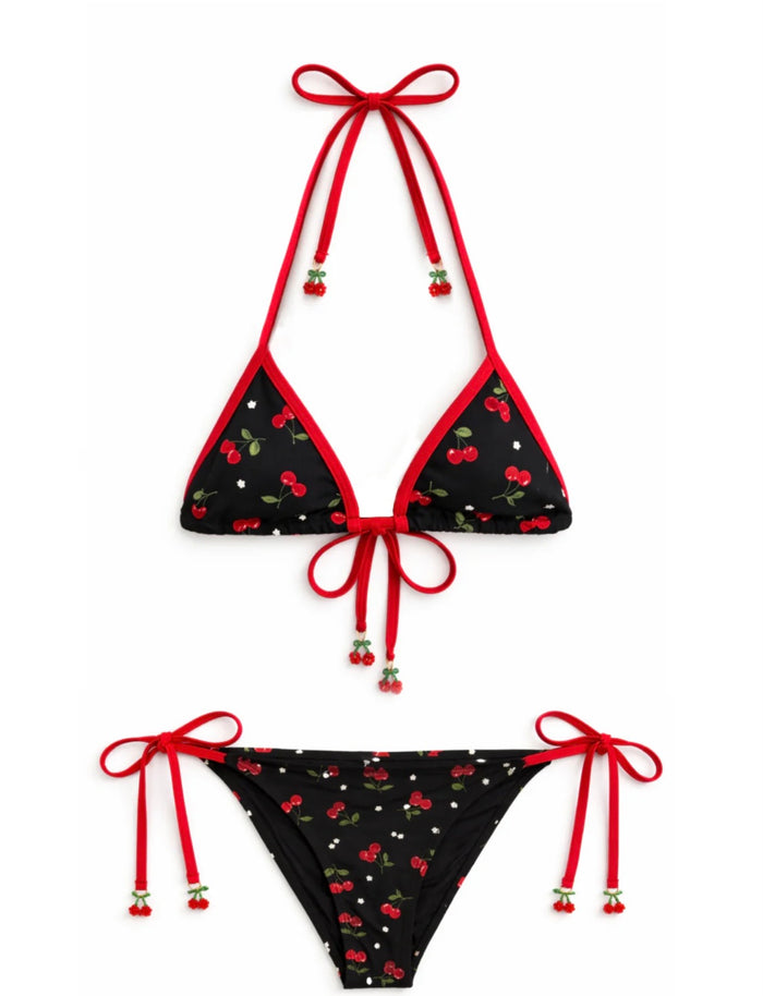 Katie J NYC’s Girls Tween Chelly Bikini - Printed Cherries