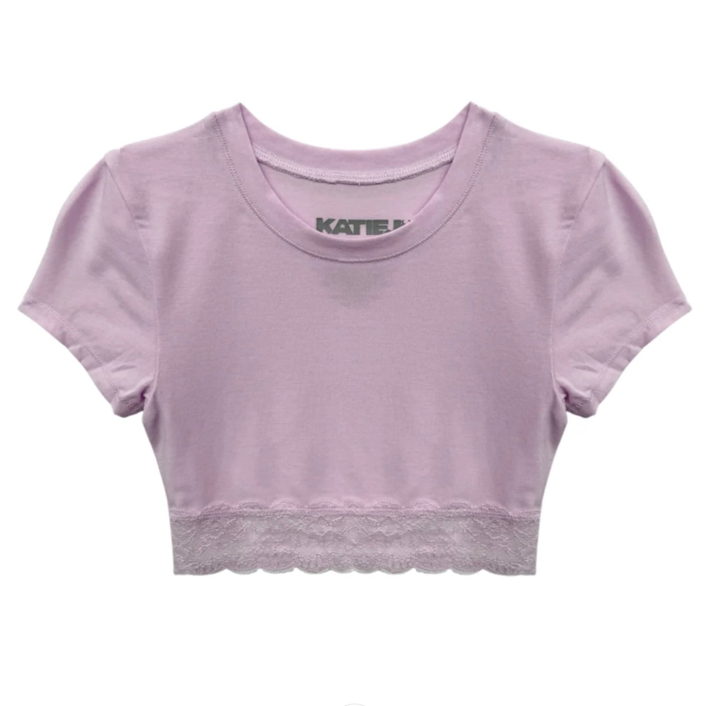 Katie J NYC  Girls Tween Lindsay Cropped Lace Trim Tee