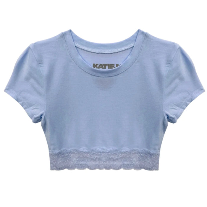 Katie J NYC  Girls Tween Lindsay Cropped Lace Trim Tee