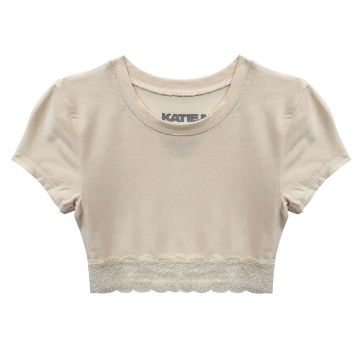 Katie J NYC  Girls Tween Lindsay Cropped Lace Trim Tee
