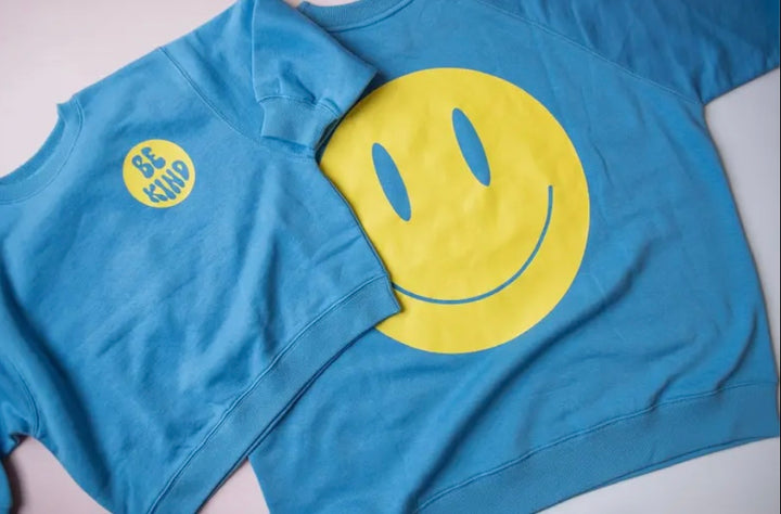 XOXO Magpies Blue Be Kind Smiley Sweatshirt