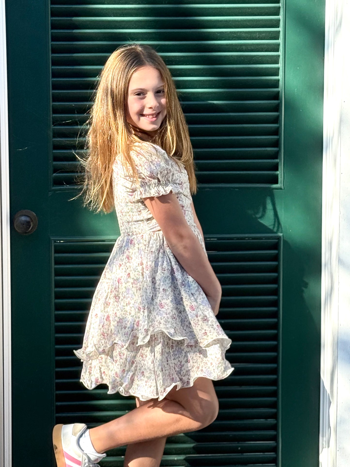 Katie J NYC Girls Tween Francesca Printed SS Ruched Bodice Dress