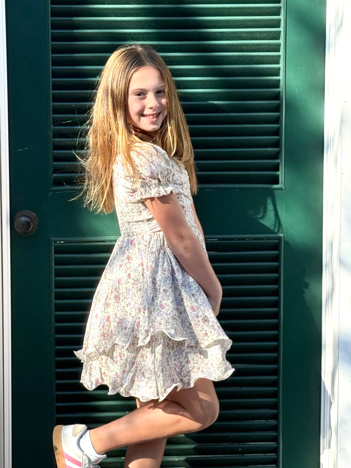 Katie J NYC Girls Tween Francesca Printed SS Ruched Bodice Dress