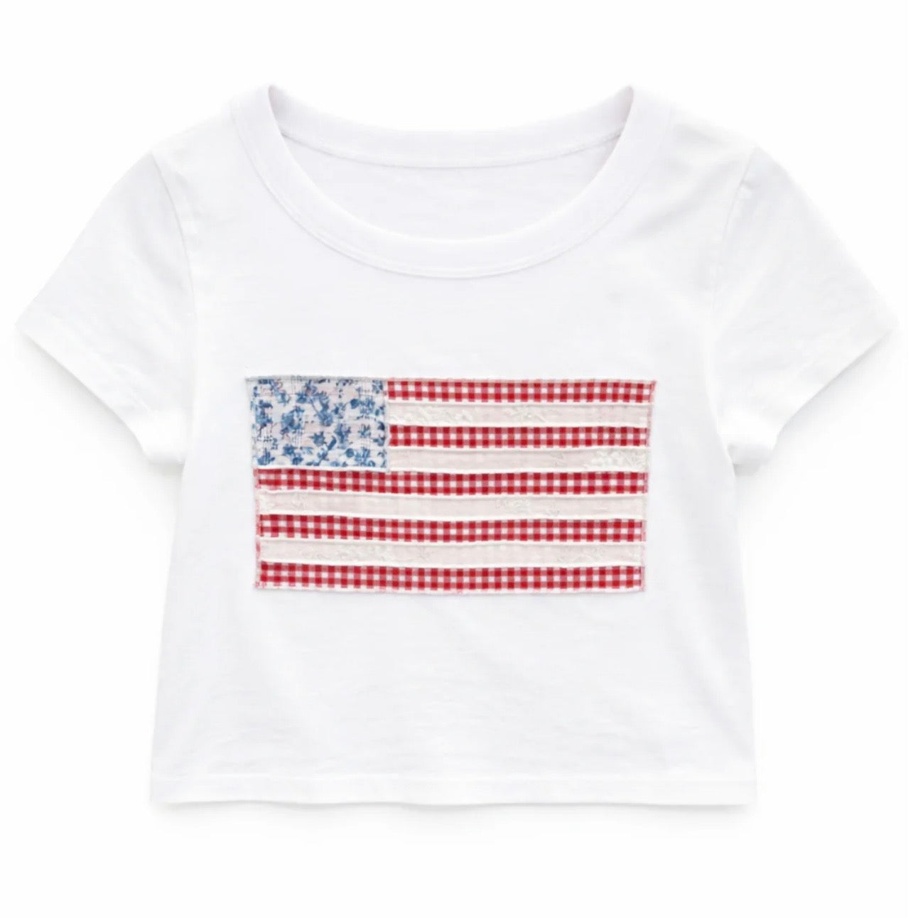 Katie J NYC  Girls Tween Flag Patch Baby Tee